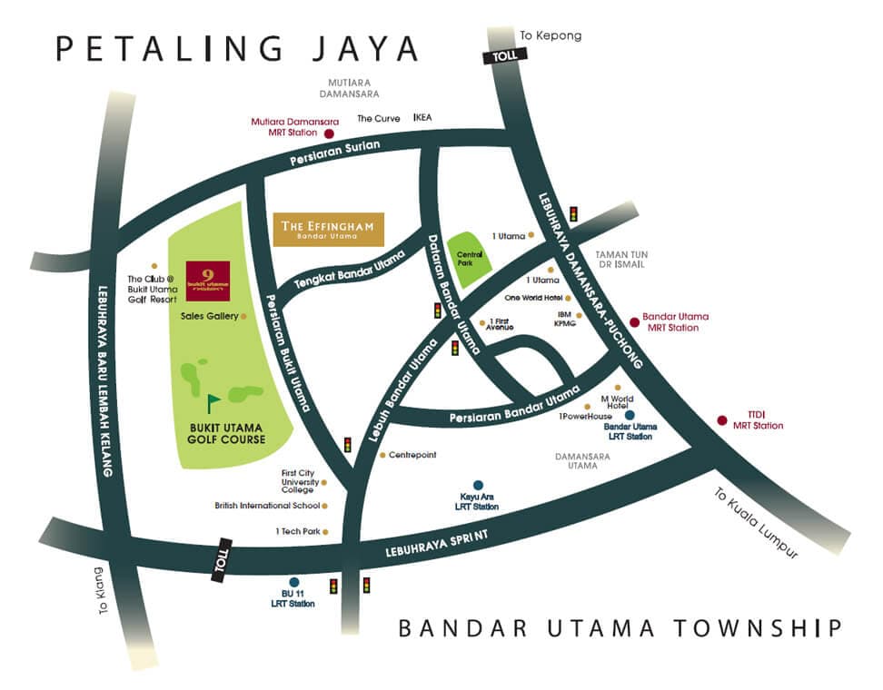 The Effingham — location map, Bandar Utama